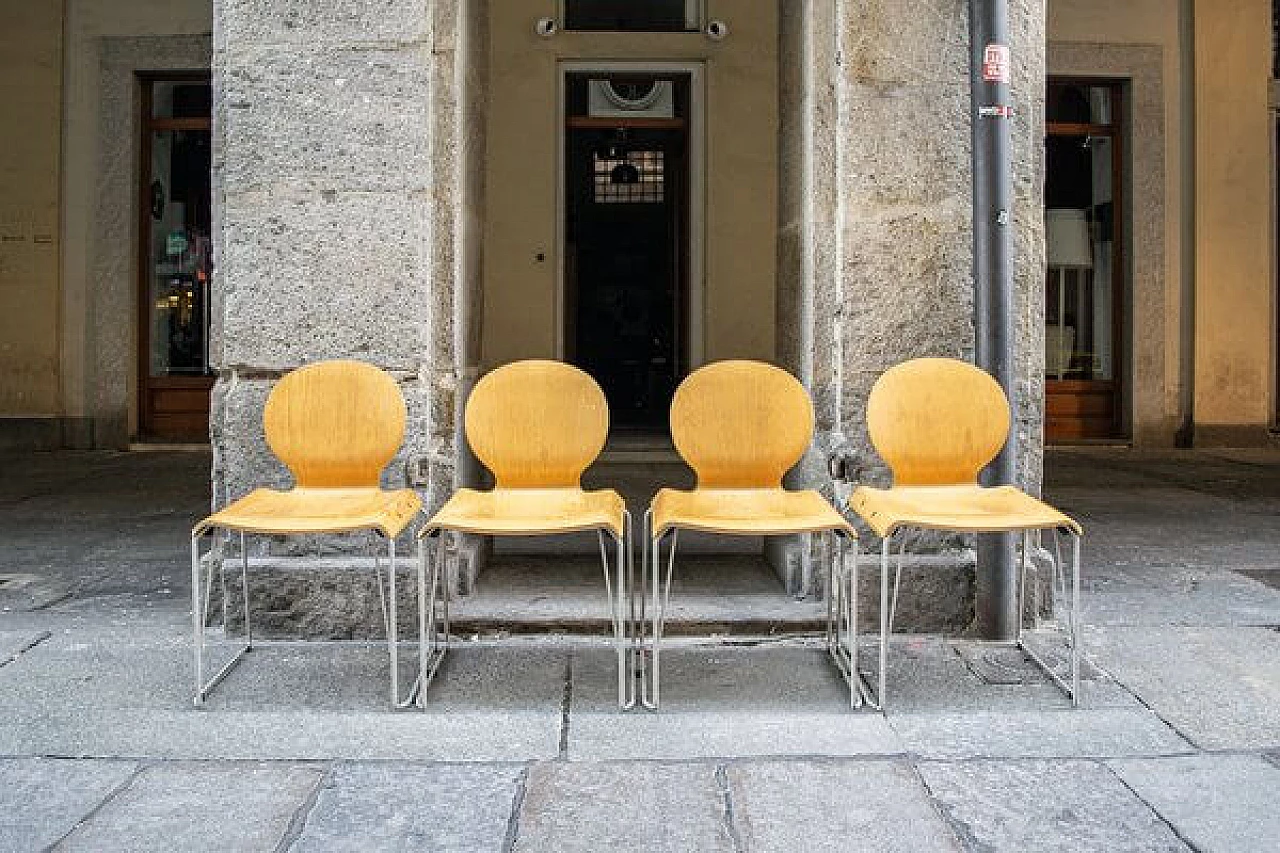 4 stackable Wire chairs by Tobia & Afra Scarpa for Molteni, 1980s 1