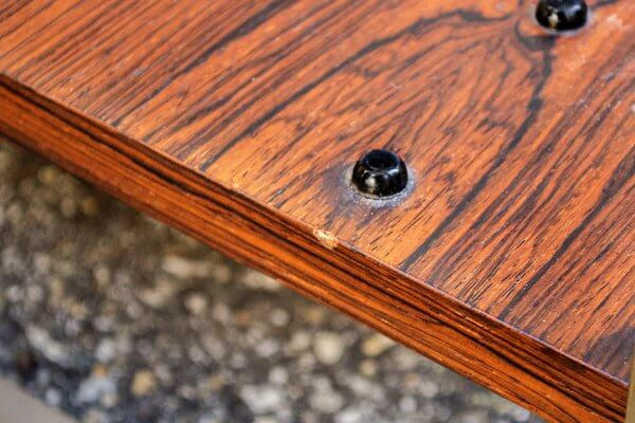 Magazine rack in chromed metal and wood, 1960s 5