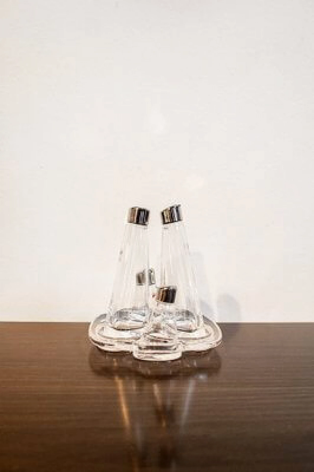 Oil and vinegar set Olpe by Angelo Mangiarotti in crystal, 1986 2