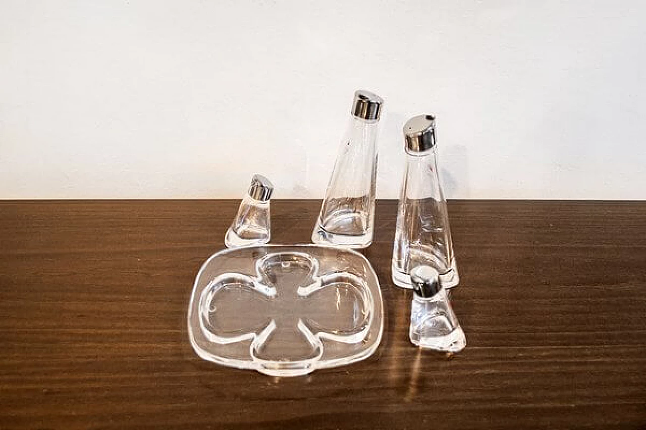 Oil and vinegar set Olpe by Angelo Mangiarotti in crystal, 1986 3
