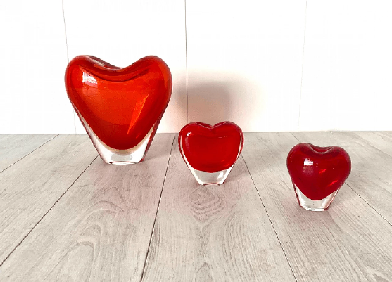 3 Vases Cuore and Cuoricino by Maria Christina Hamel for Salviati, 1990s 12