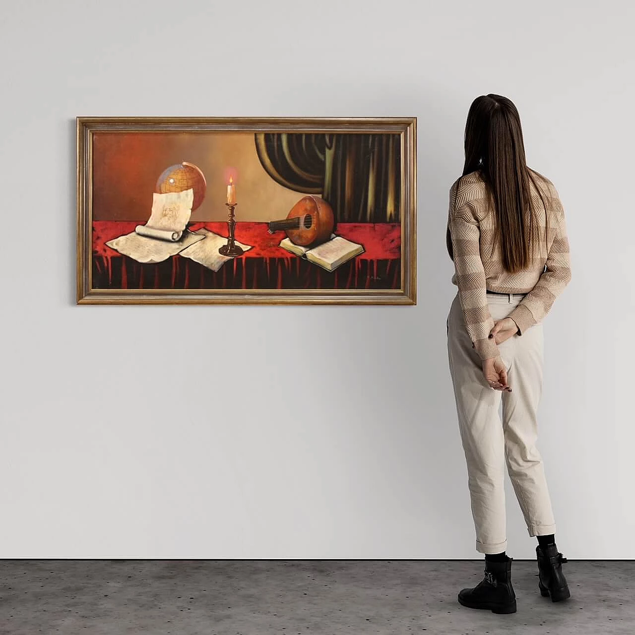 Dipinto su tela Natura morta con strumenti musicali, '900 13