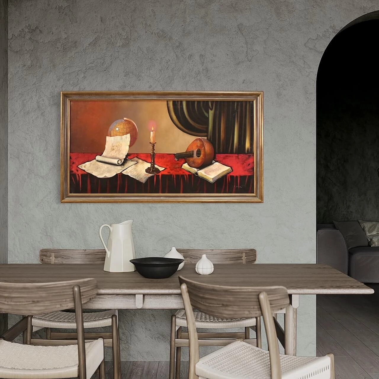 Dipinto su tela Natura morta con strumenti musicali, '900 14