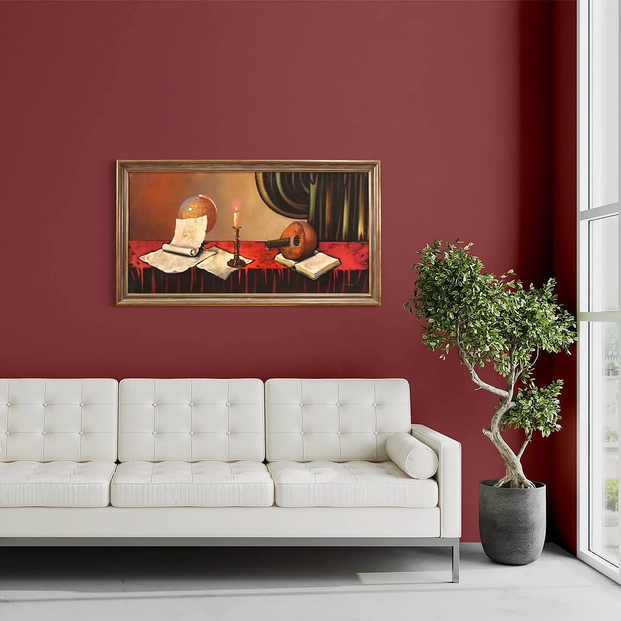 Dipinto su tela Natura morta con strumenti musicali, '900 15