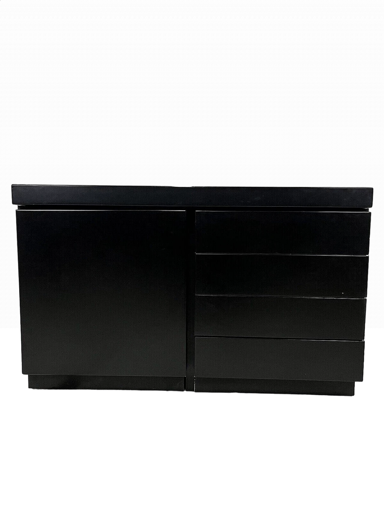 Credenza in legno laccato nero, anni '70 16