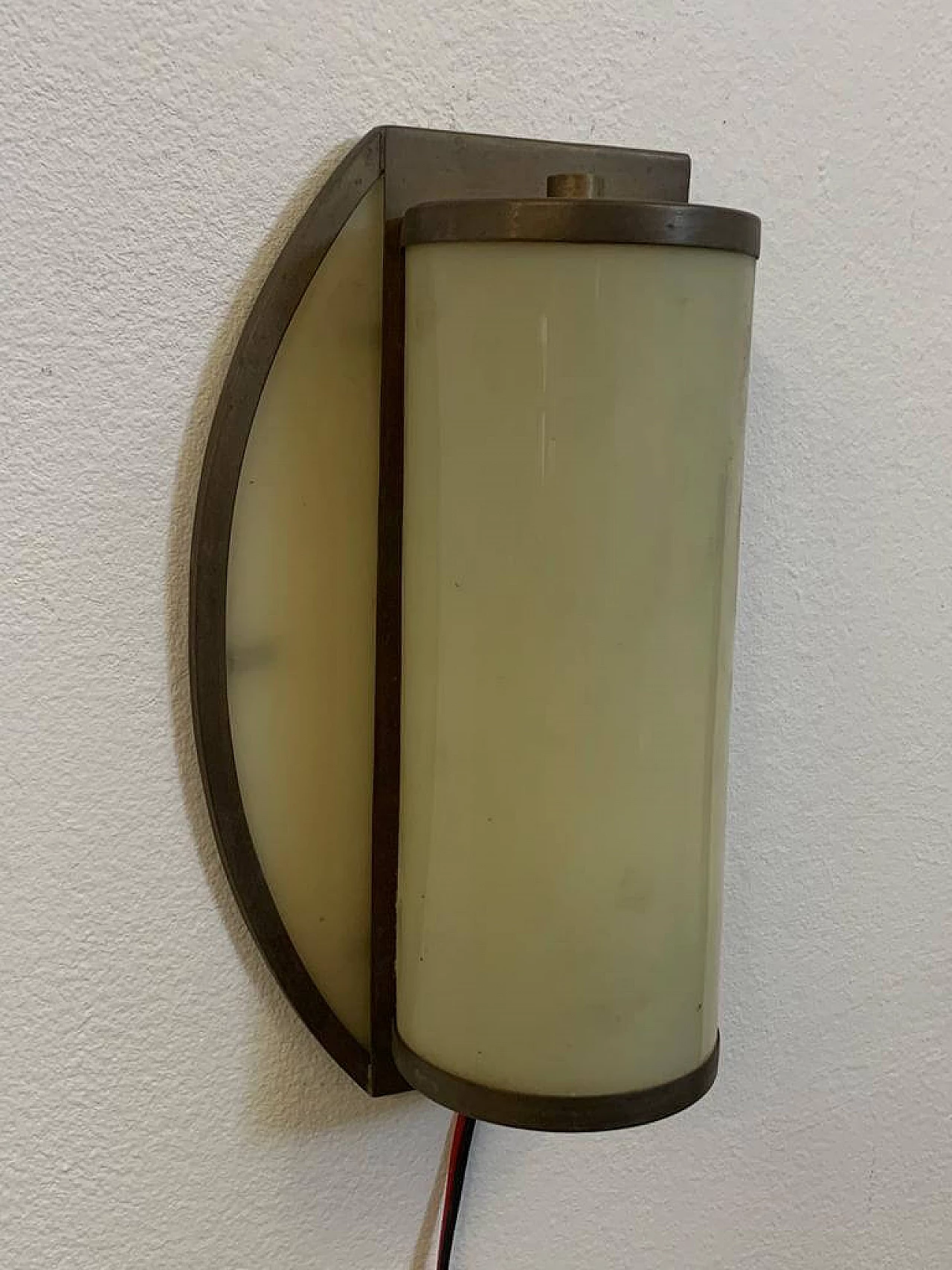 Brass and ivory opaline glass ship wall light, 1920s 2