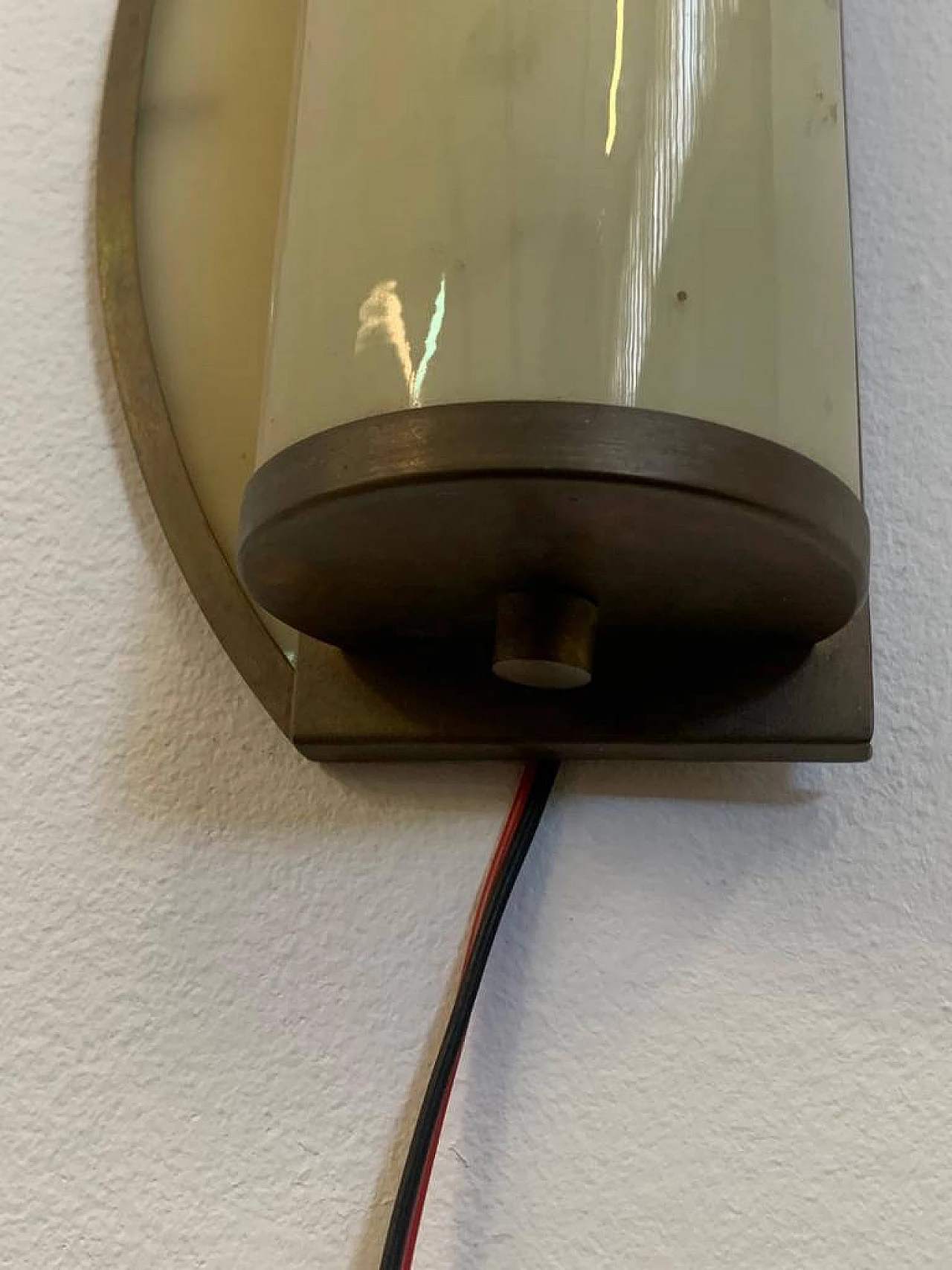 Brass and ivory opaline glass ship wall light, 1920s 3