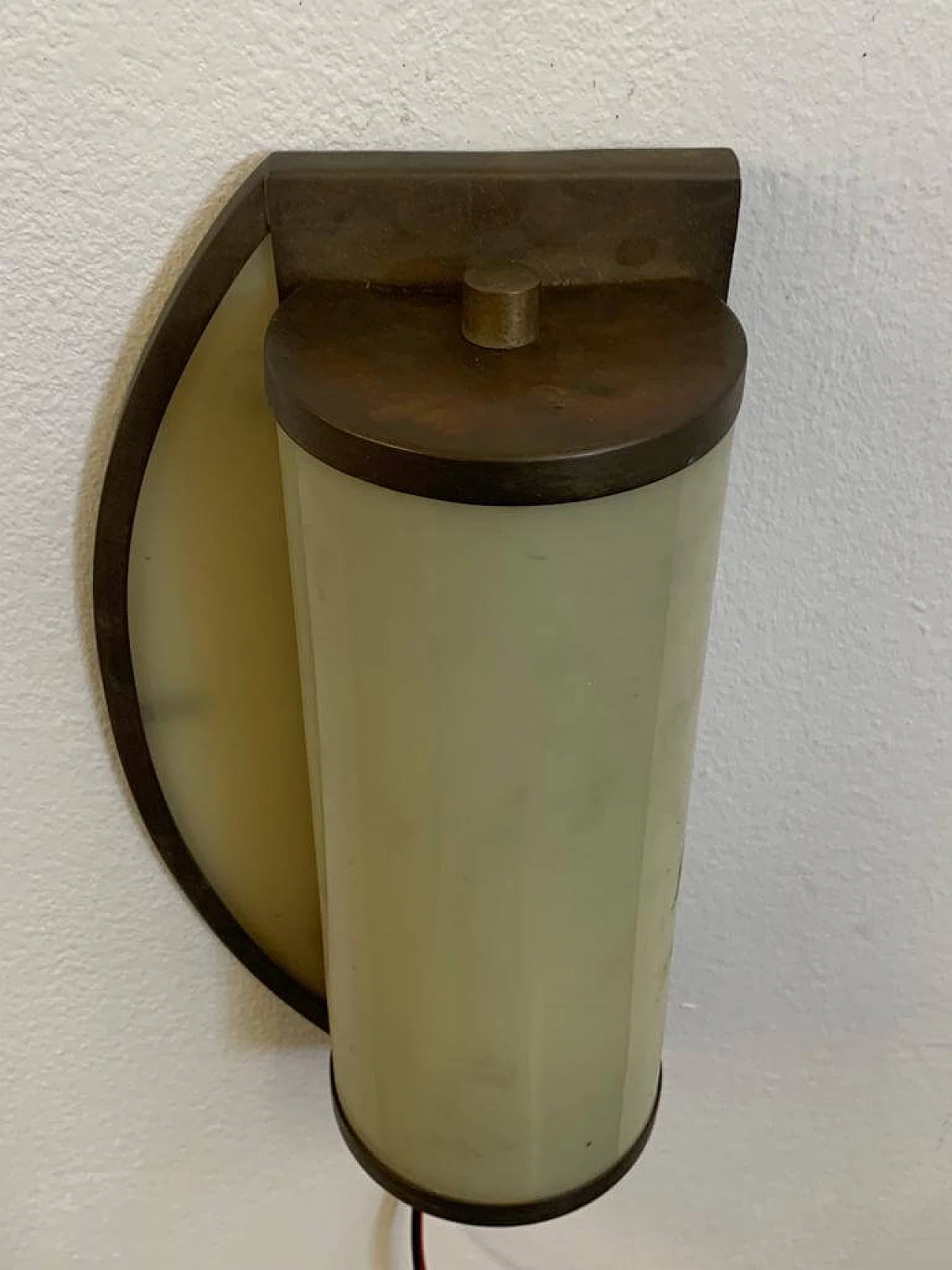 Brass and ivory opaline glass ship wall light, 1920s 4