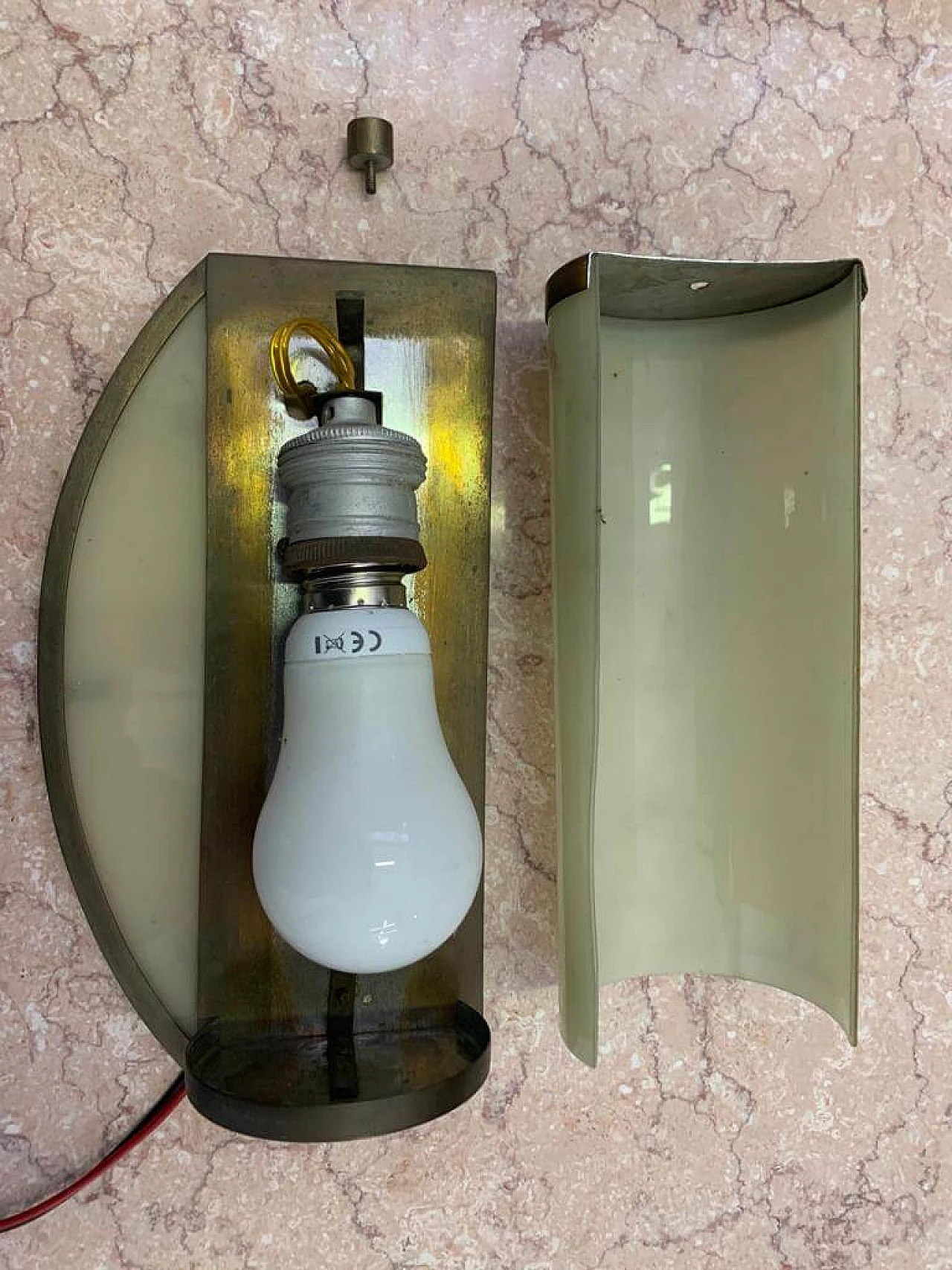 Brass and ivory opaline glass ship wall light, 1920s 9