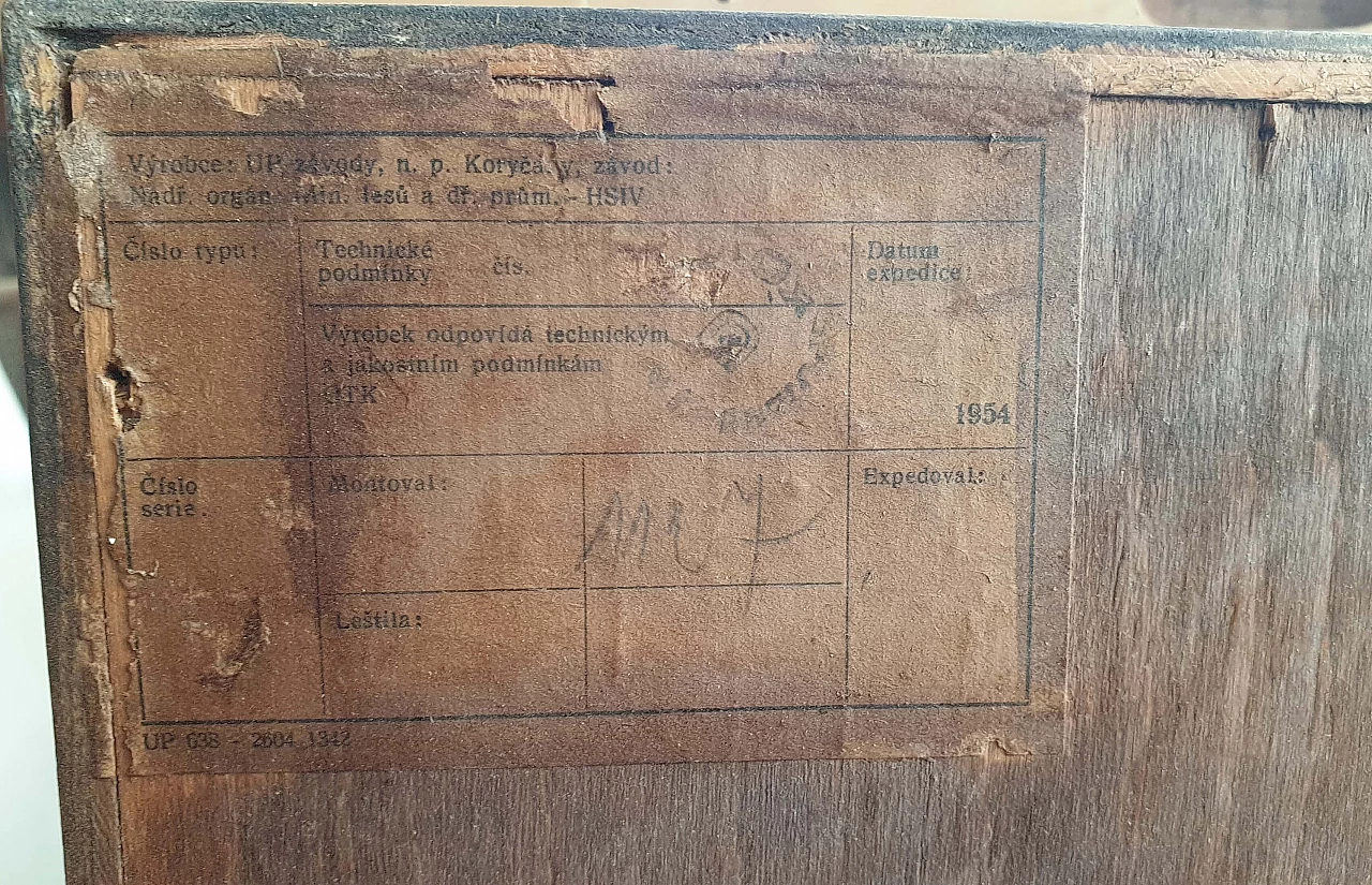 Walnut desk by UP Závody, 1954 14