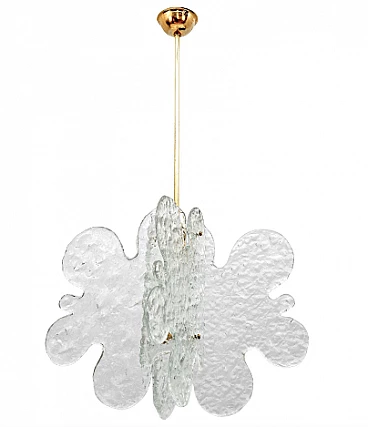 Glass and brass chandelier by Carlo Nason for Mazzega, 1970s