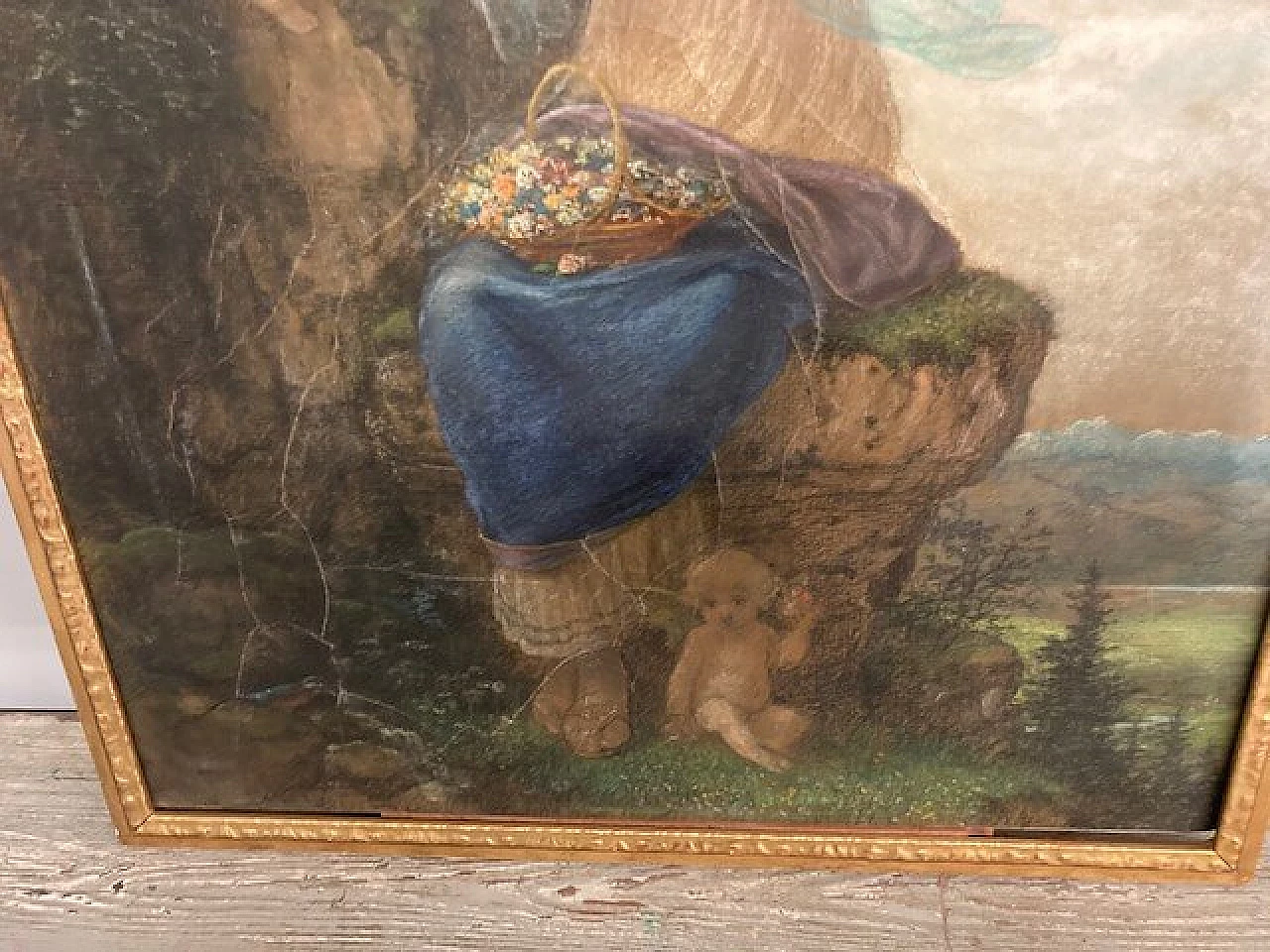 Peasant woman and putti, pastel painting, 1930s 11