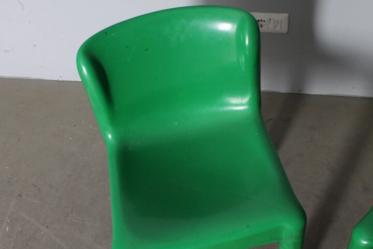 Pair of 4875 green plastic chairs by Carlo Bartoli for Kartell, 1970s 4