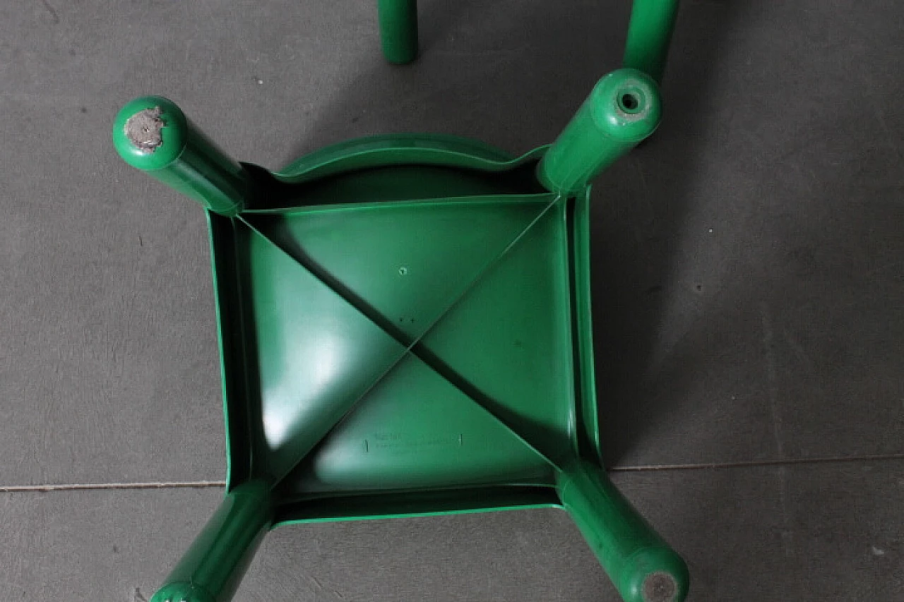 Pair of 4875 green plastic chairs by Carlo Bartoli for Kartell, 1970s 5