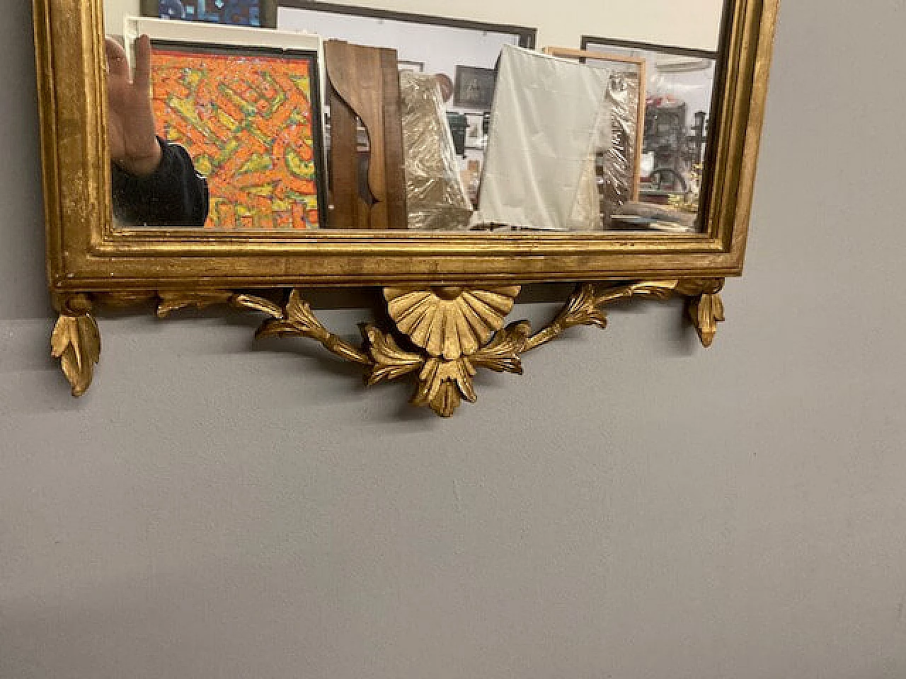 Louis Philippe gilded mirror with carvings, 19th century 3