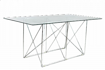 Desk in glass and steel by Max Sauze, 1970s