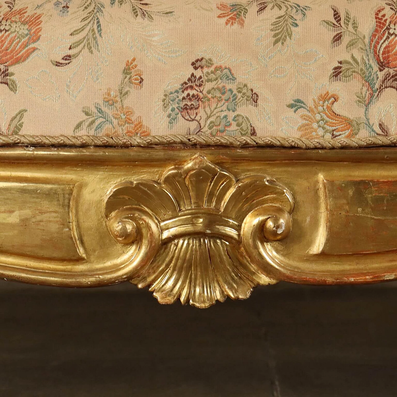Neo-Baroque gilded wood and fabric sofa, late 19th century 7