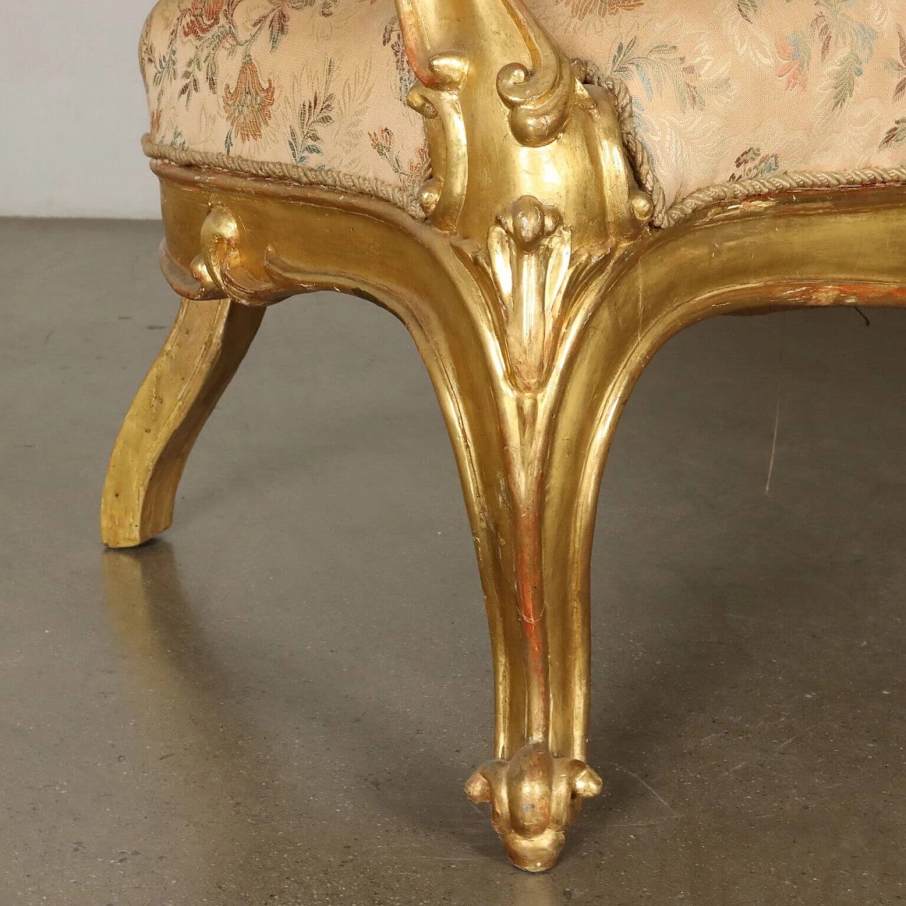 Neo-Baroque gilded wood and fabric sofa, late 19th century 9