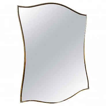 Specchio da parete in ottone alla maniera di Gio Ponti, anni '60