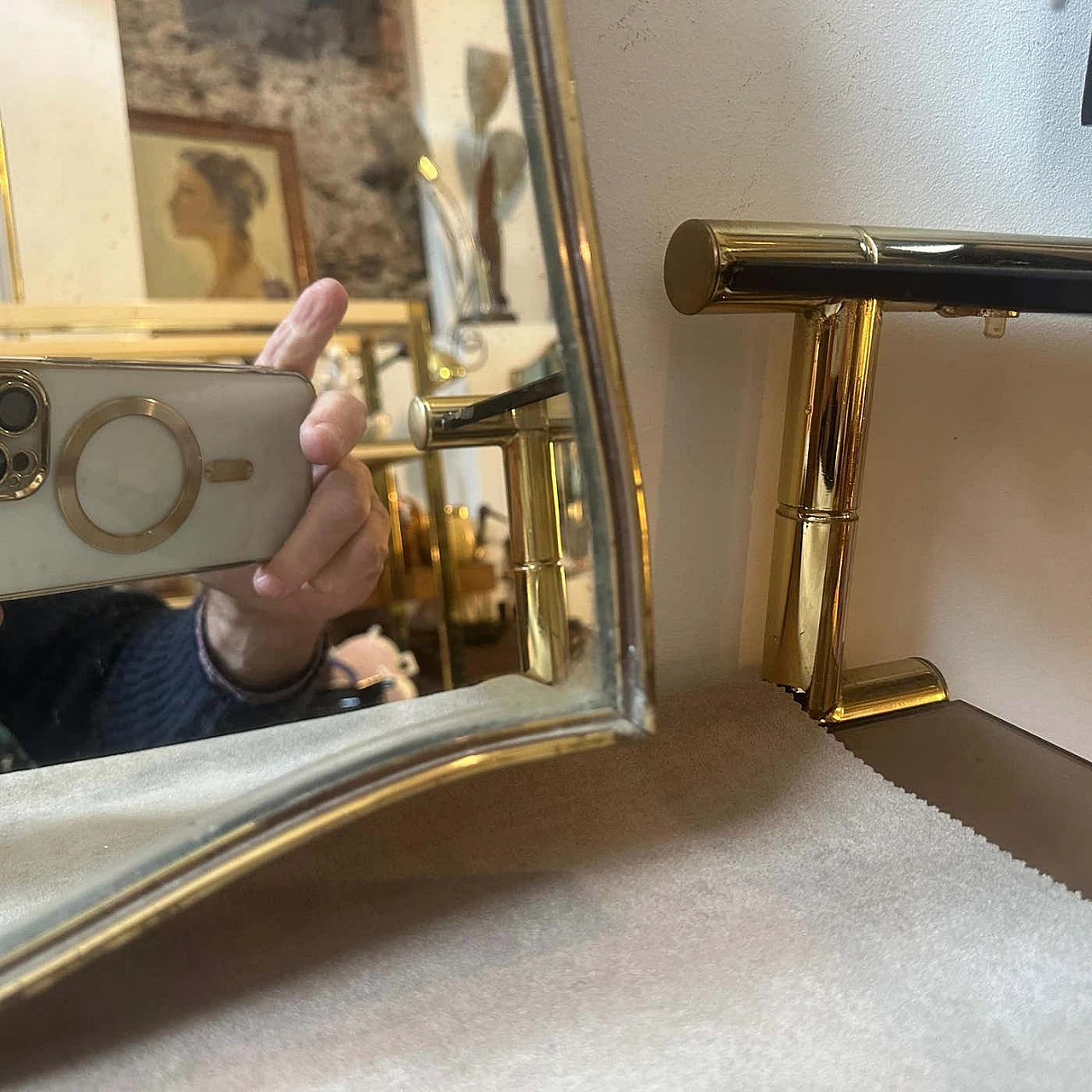 Brass wall mirror in the manner of Gio Ponti, 1960s 2