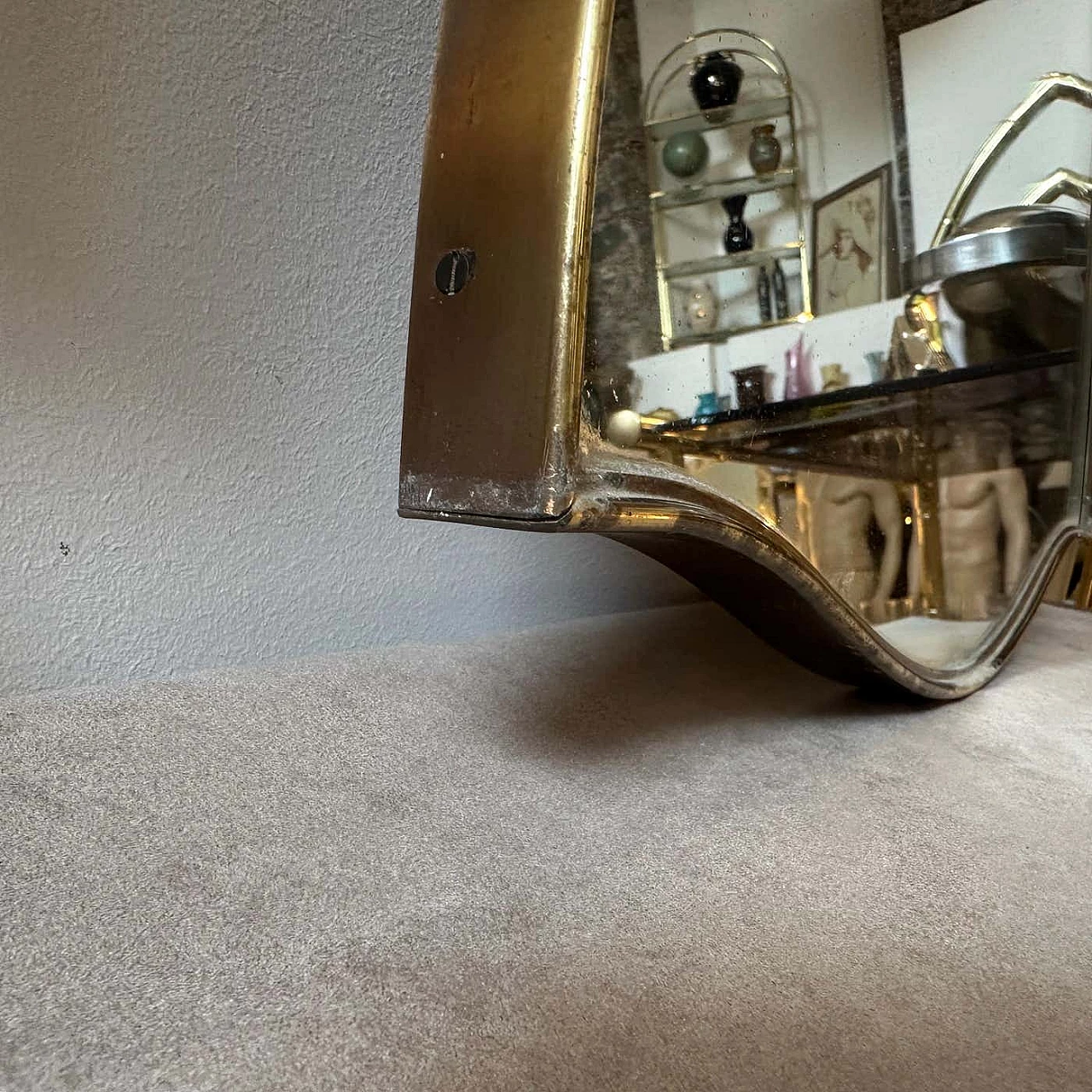 Brass wall mirror in the manner of Gio Ponti, 1960s 6