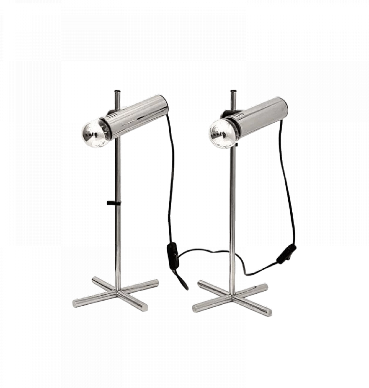 Coppia di lampade da tavolo in acciaio cromato di Targetti Sankey, anni '70 19