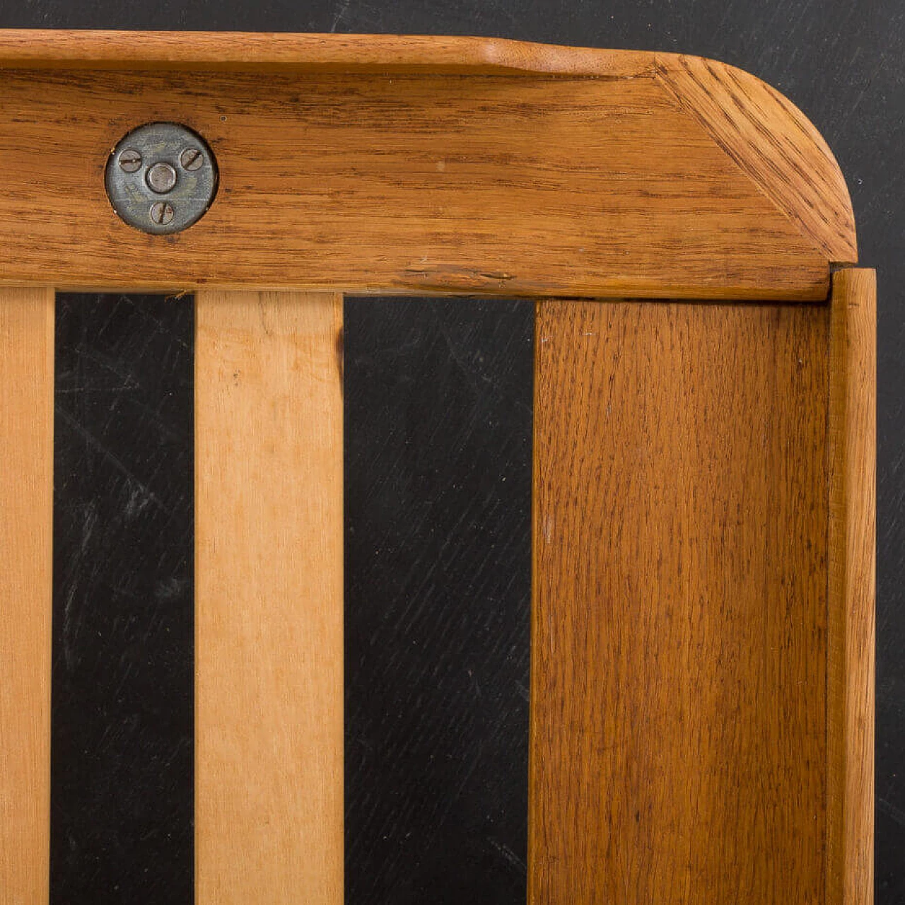 Danish solid oak and black leather daybed, 1960s 12