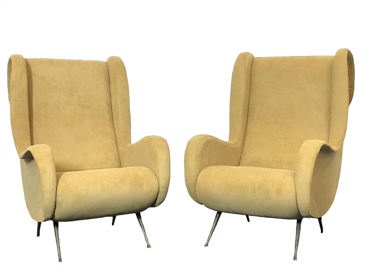 Pair of solid beech and velvet Senior armchairs attributed to Marco Zanuso, 1950s 12