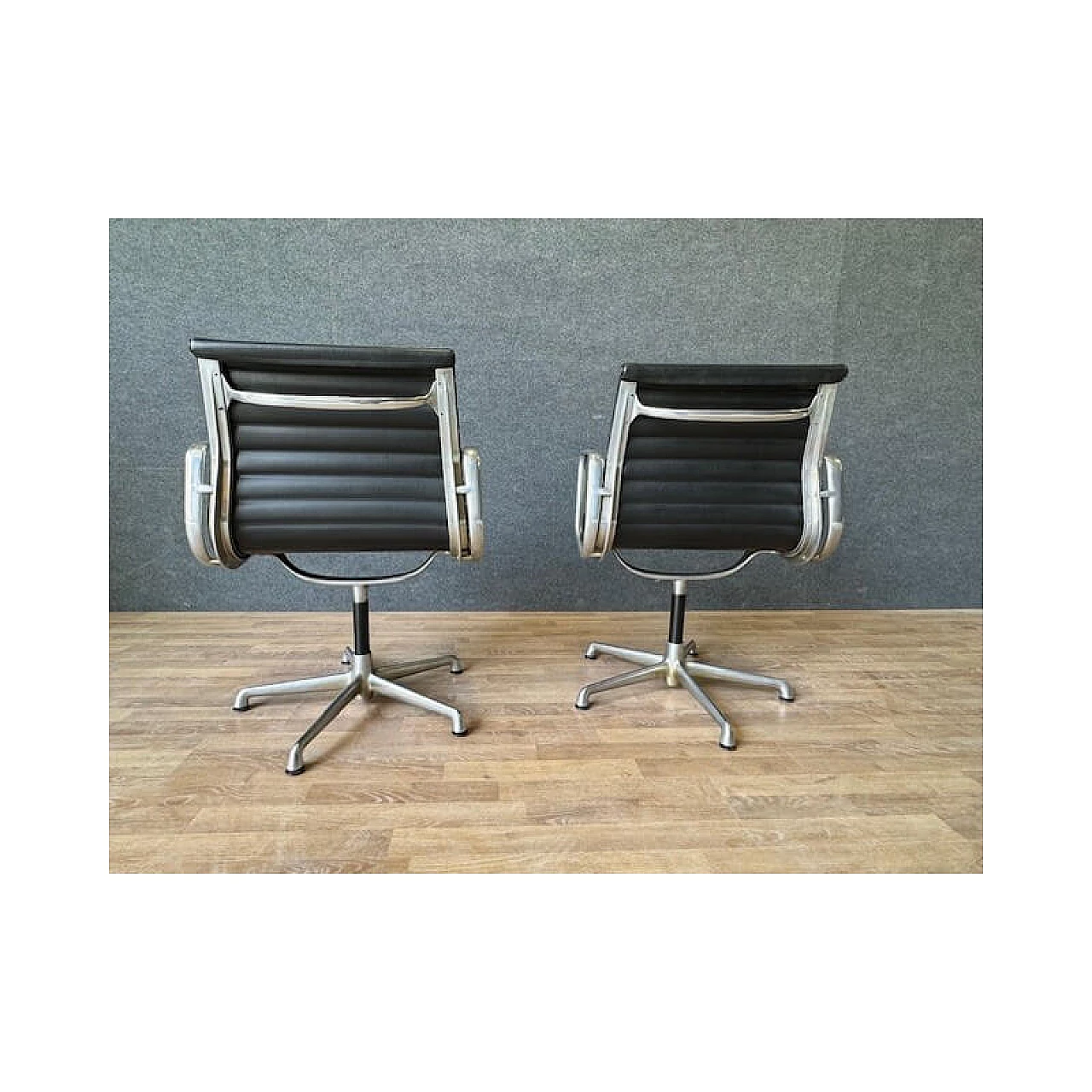 Pair of ICF EA108 office armchairs by Charles & Ray Eames, 1950s 2
