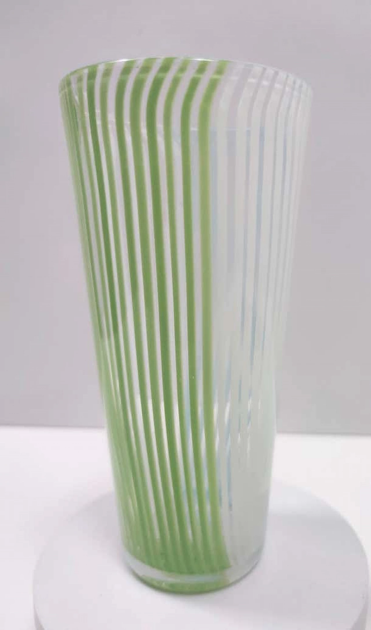 Vaso in vetro di Murano verde, bianco e azzurro di Dino Martens, anni '50 1
