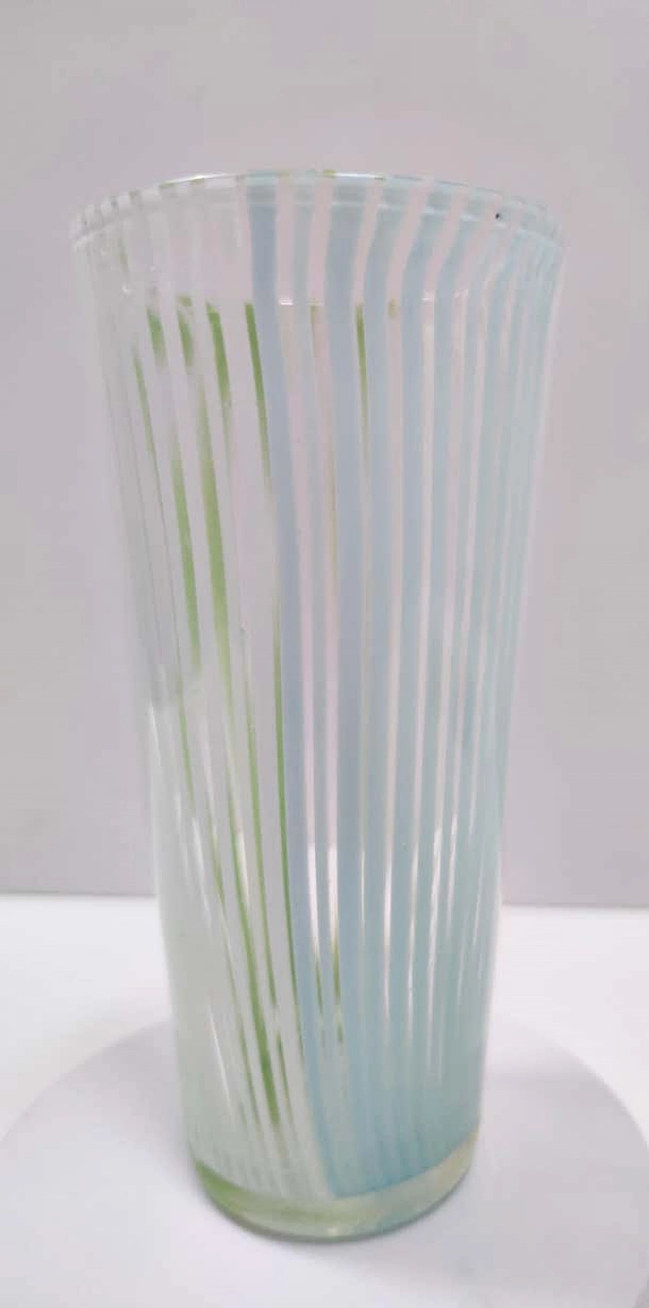 Vaso in vetro di Murano verde, bianco e azzurro di Dino Martens, anni '50 2