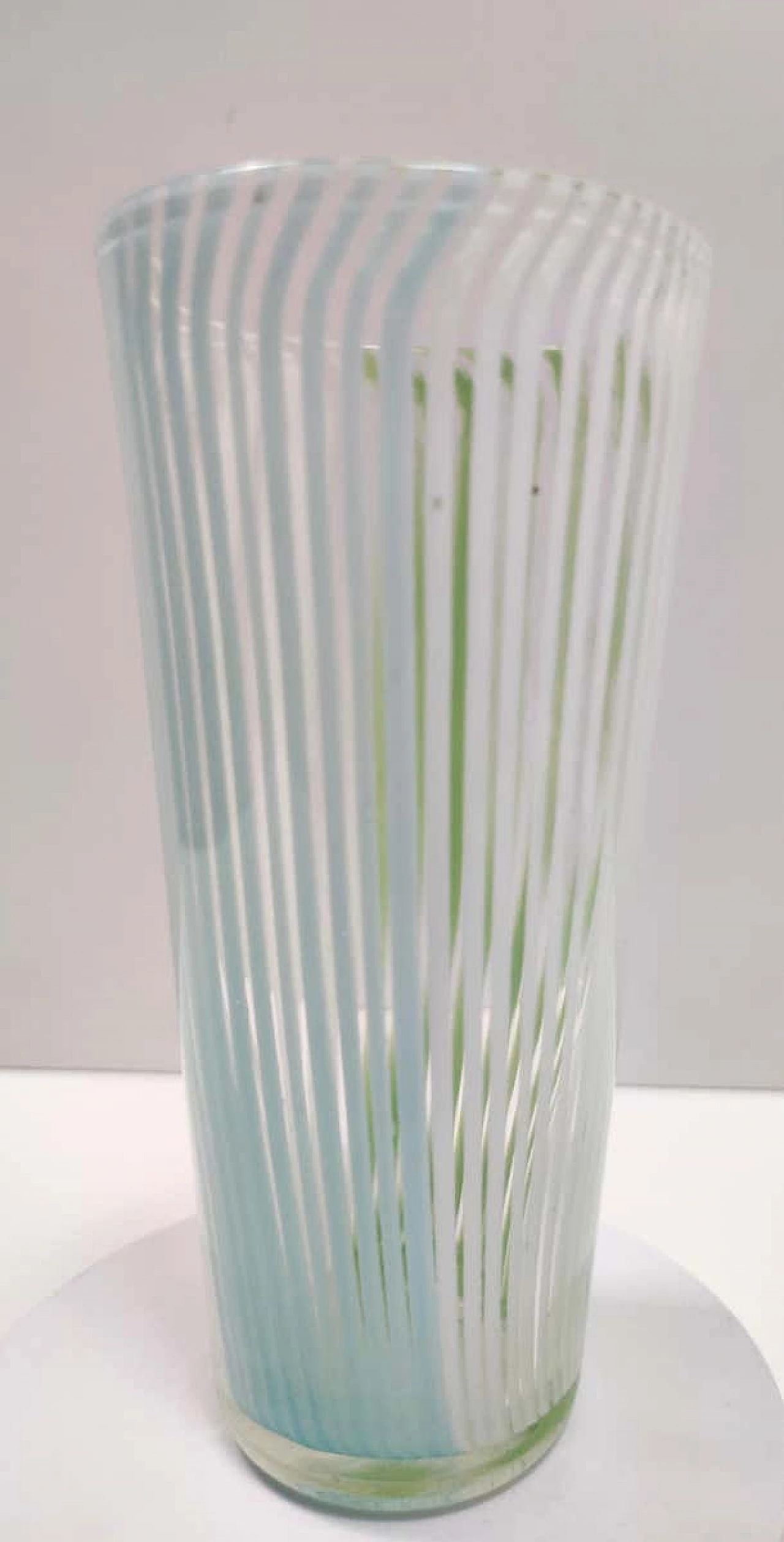 Vaso in vetro di Murano verde, bianco e azzurro di Dino Martens, anni '50 3