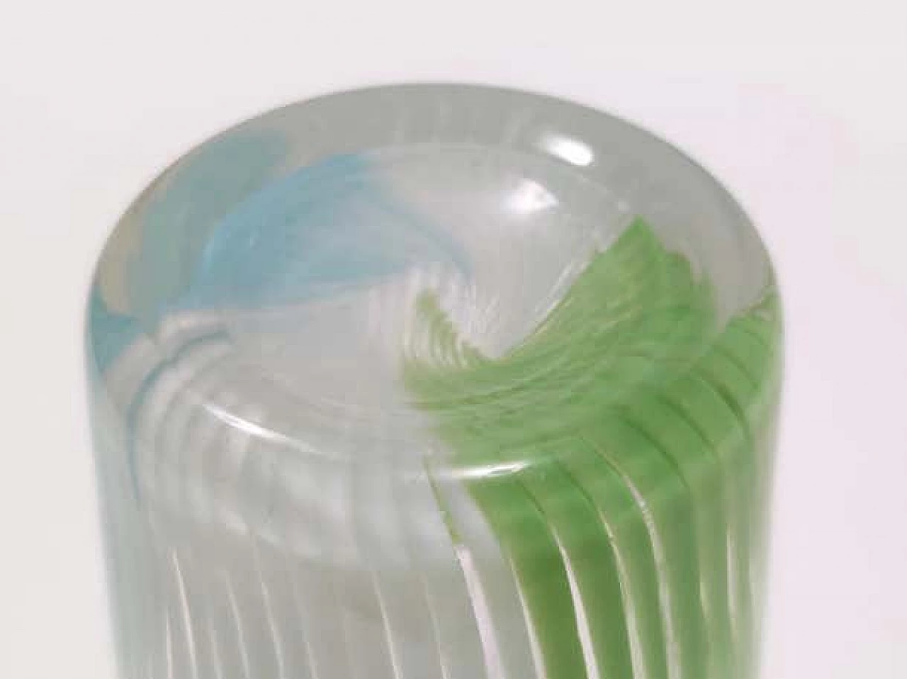 Vaso in vetro di Murano verde, bianco e azzurro di Dino Martens, anni '50 7