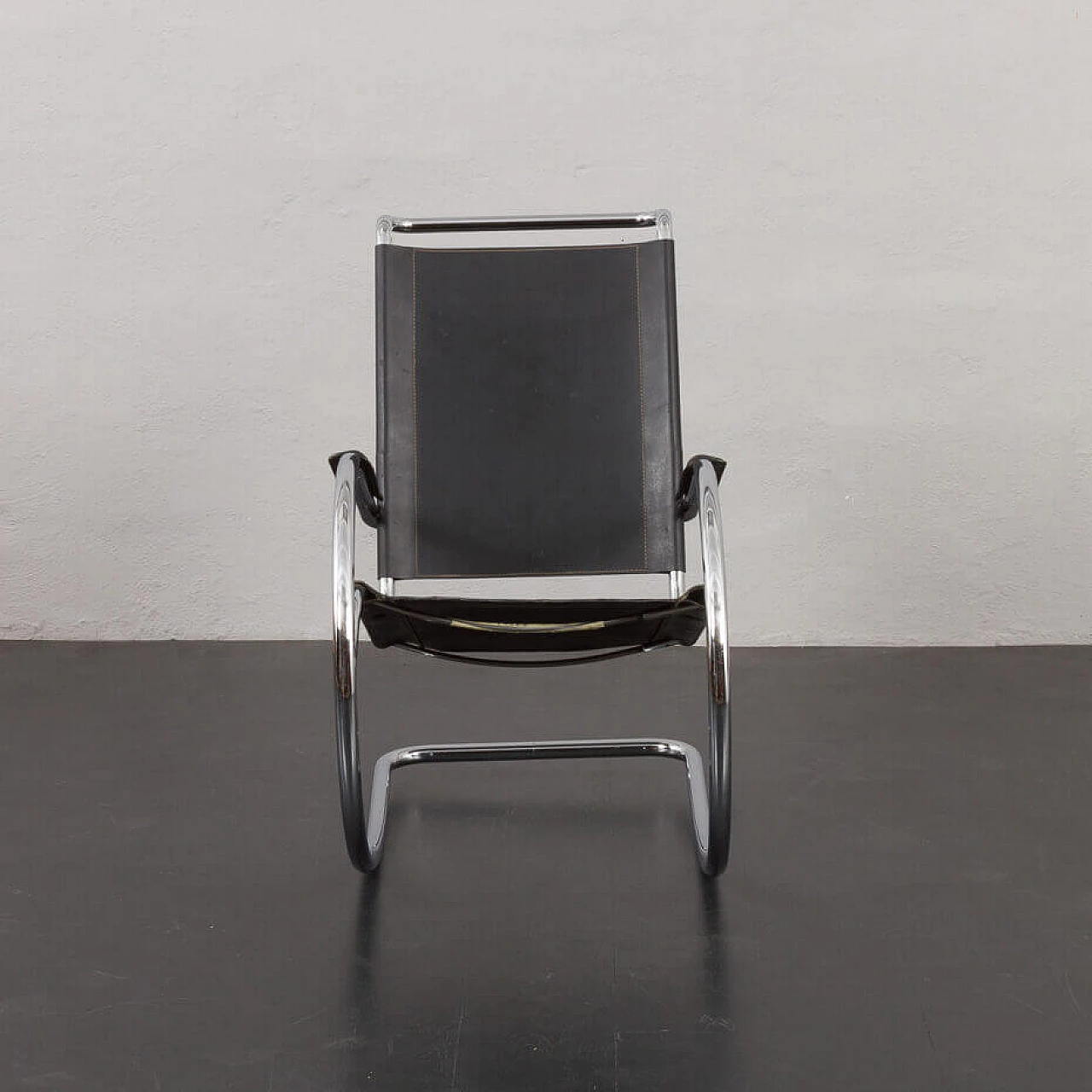 Bauhaus-style leather rocking chair by Fasem, 1970s 3