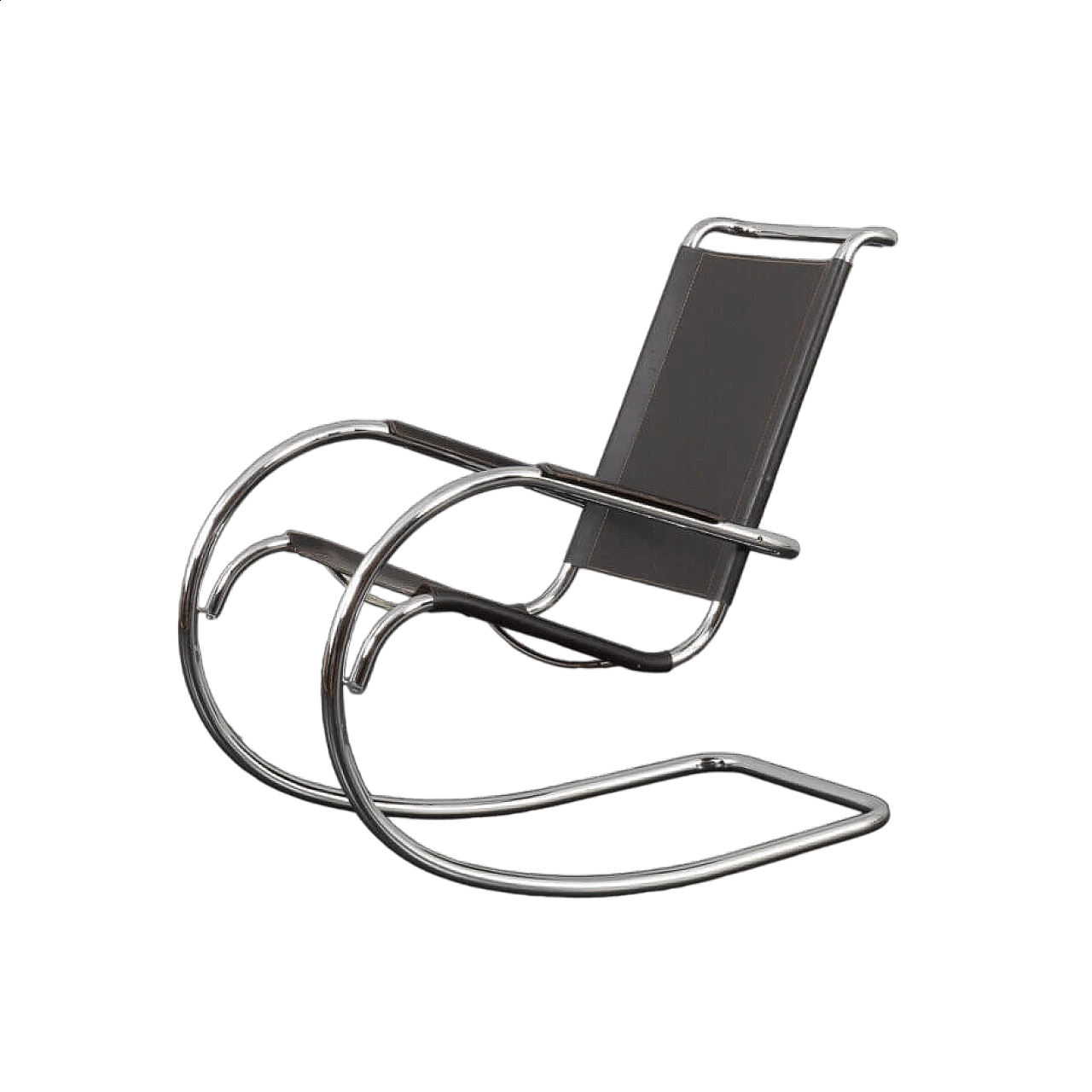 Bauhaus-style leather rocking chair by Fasem, 1970s 17