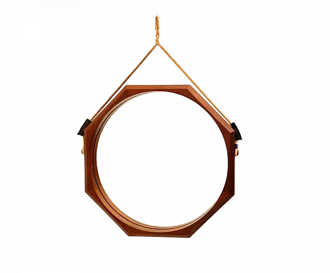 Specchio ottagonale in massello di teak di Campo & Graffi, anni '60 9