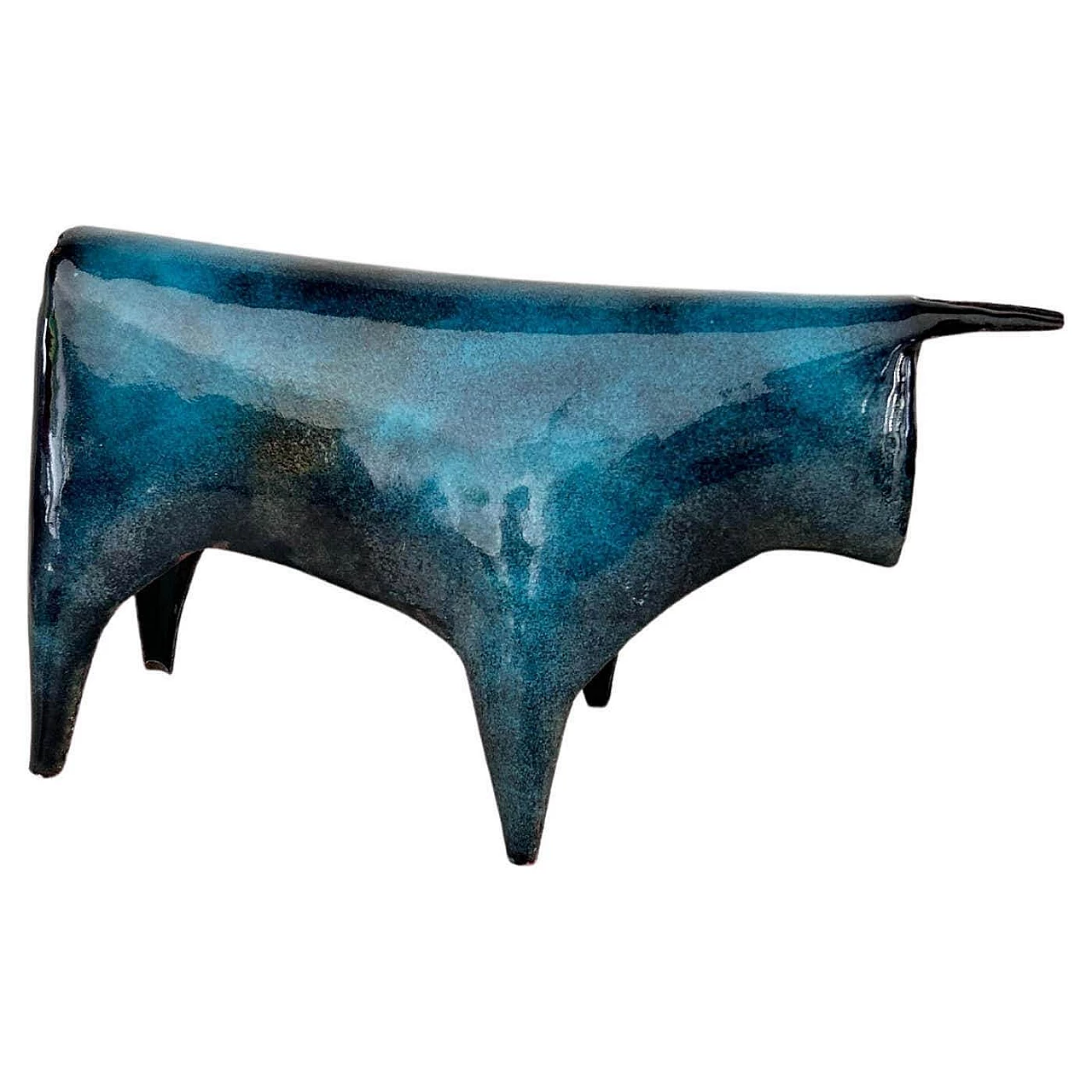 Bull-shaped enamelled copper sculpture by Gio Ponti for De Poli, 1950s 1