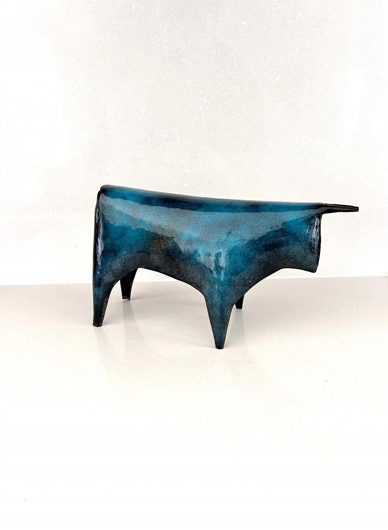 Bull-shaped enamelled copper sculpture by Gio Ponti for De Poli, 1950s 2
