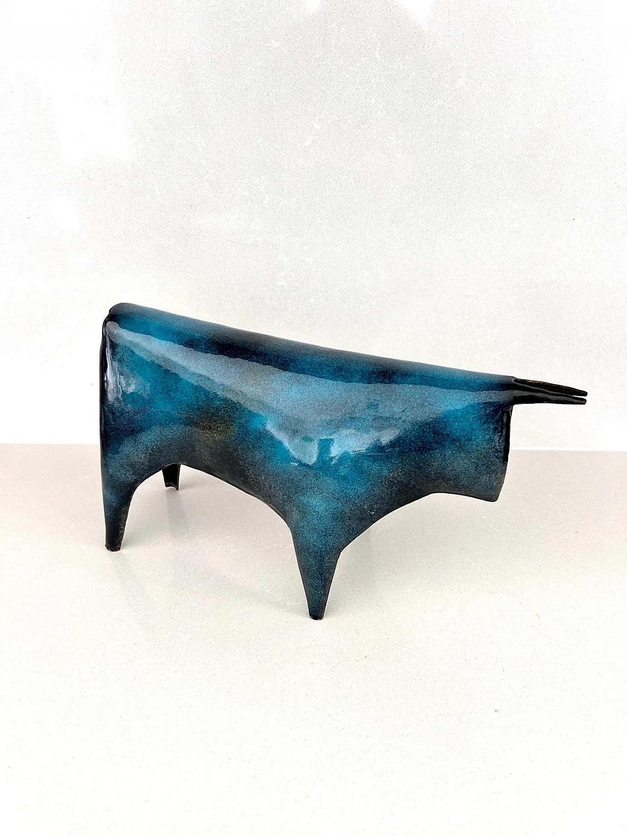 Bull-shaped enamelled copper sculpture by Gio Ponti for De Poli, 1950s 4