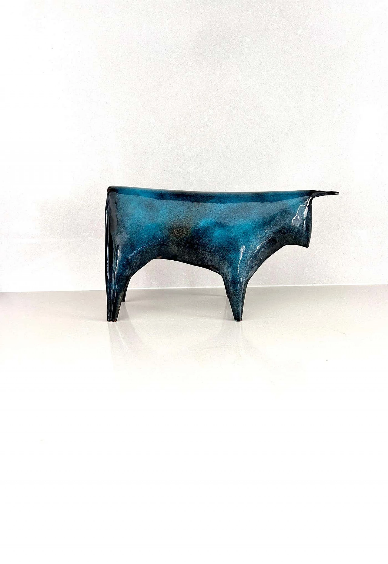 Bull-shaped enamelled copper sculpture by Gio Ponti for De Poli, 1950s 5