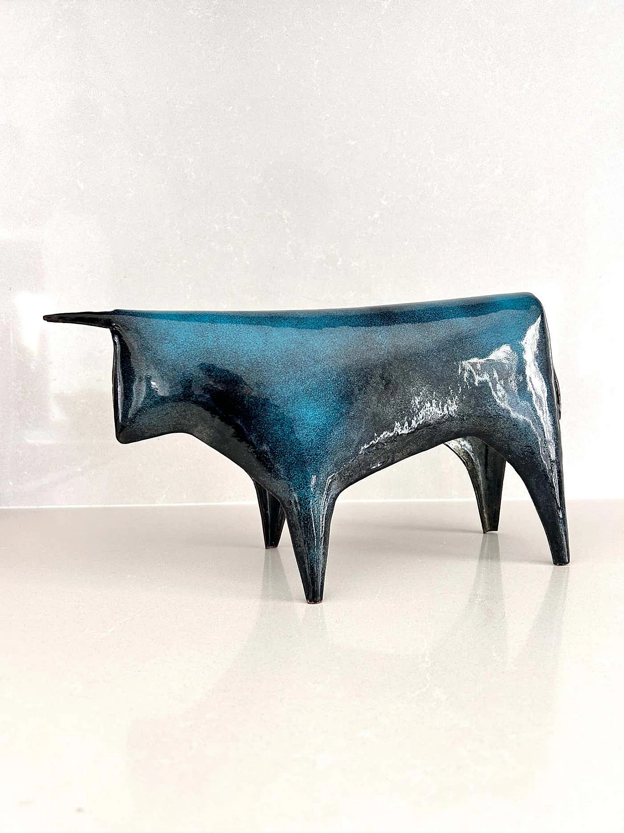 Bull-shaped enamelled copper sculpture by Gio Ponti for De Poli, 1950s 8