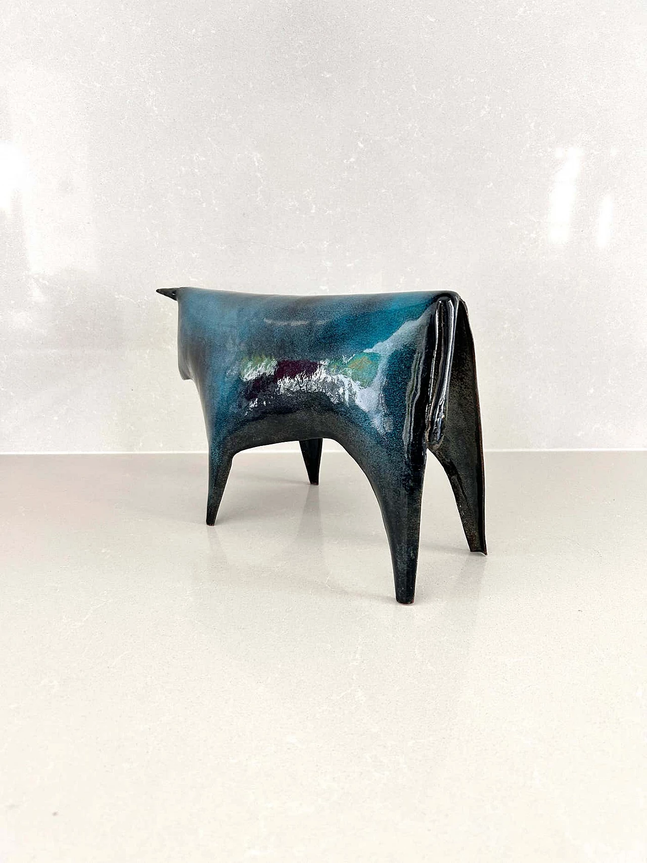Bull-shaped enamelled copper sculpture by Gio Ponti for De Poli, 1950s 9