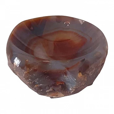 Posacenere in agata colore grigio e marrone, anni '50