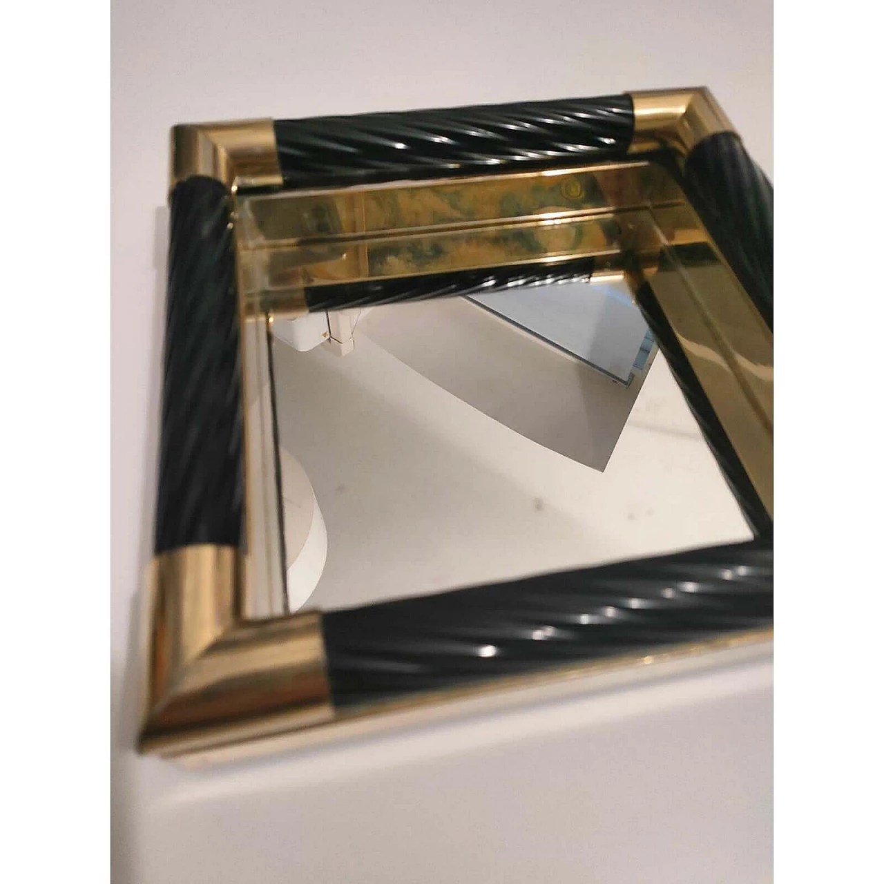 Ceramic and brass centrepiece with mirror by Tommaso Barbi, 1970s 2