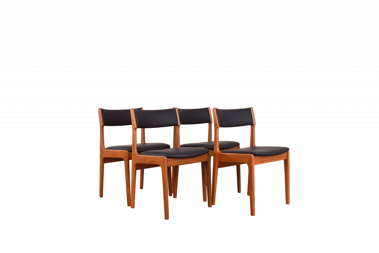 4 Chairs in teak and leather by Korup Stolefabrik, 1960s 14