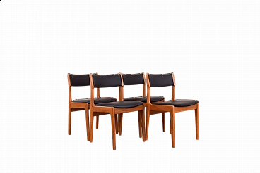 4 Chairs in teak and leather by Korup Stolefabrik, 1960s