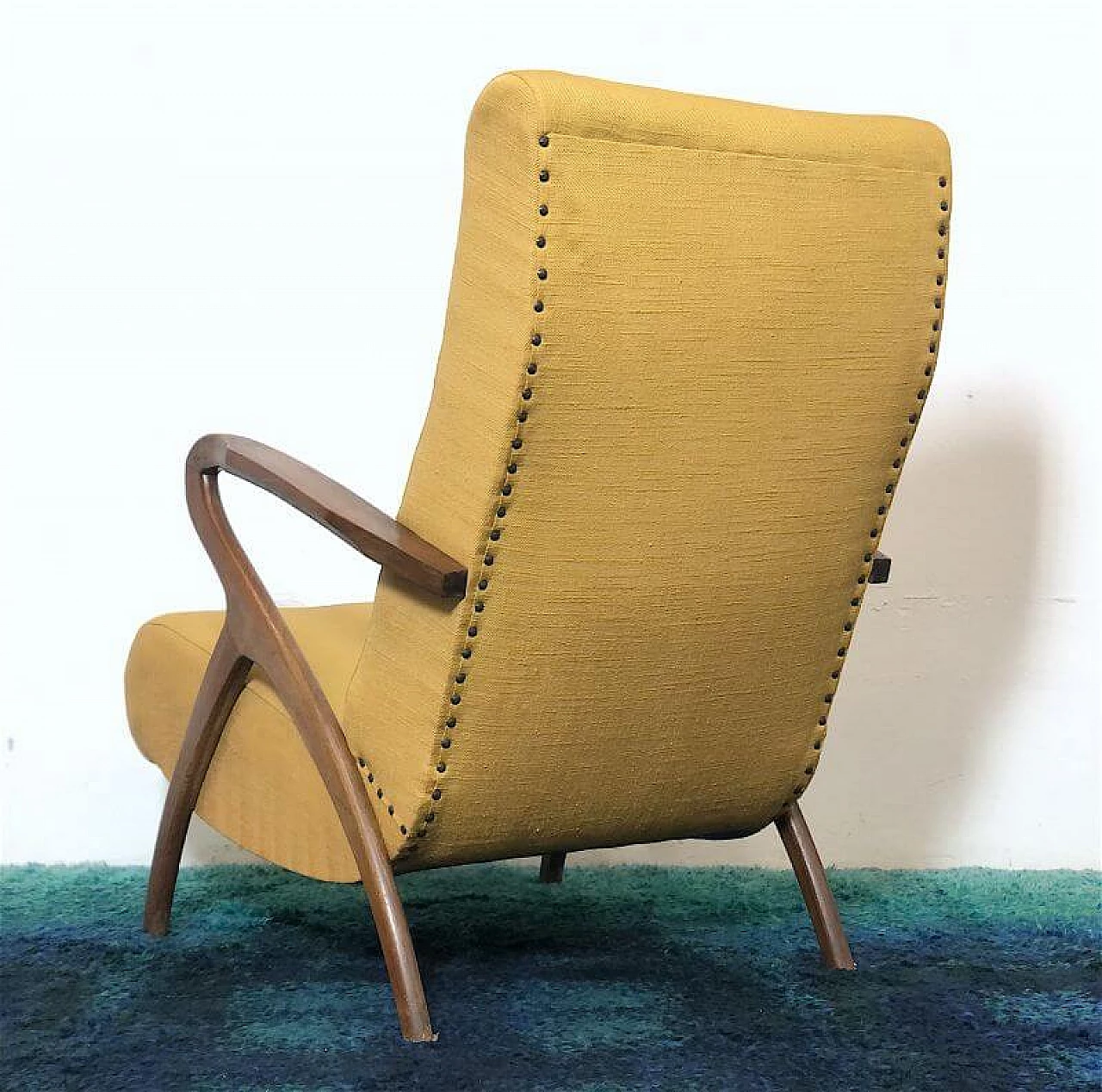 Wooden and yellow fabric armchairs by Paolo Buffa, 1940s 12