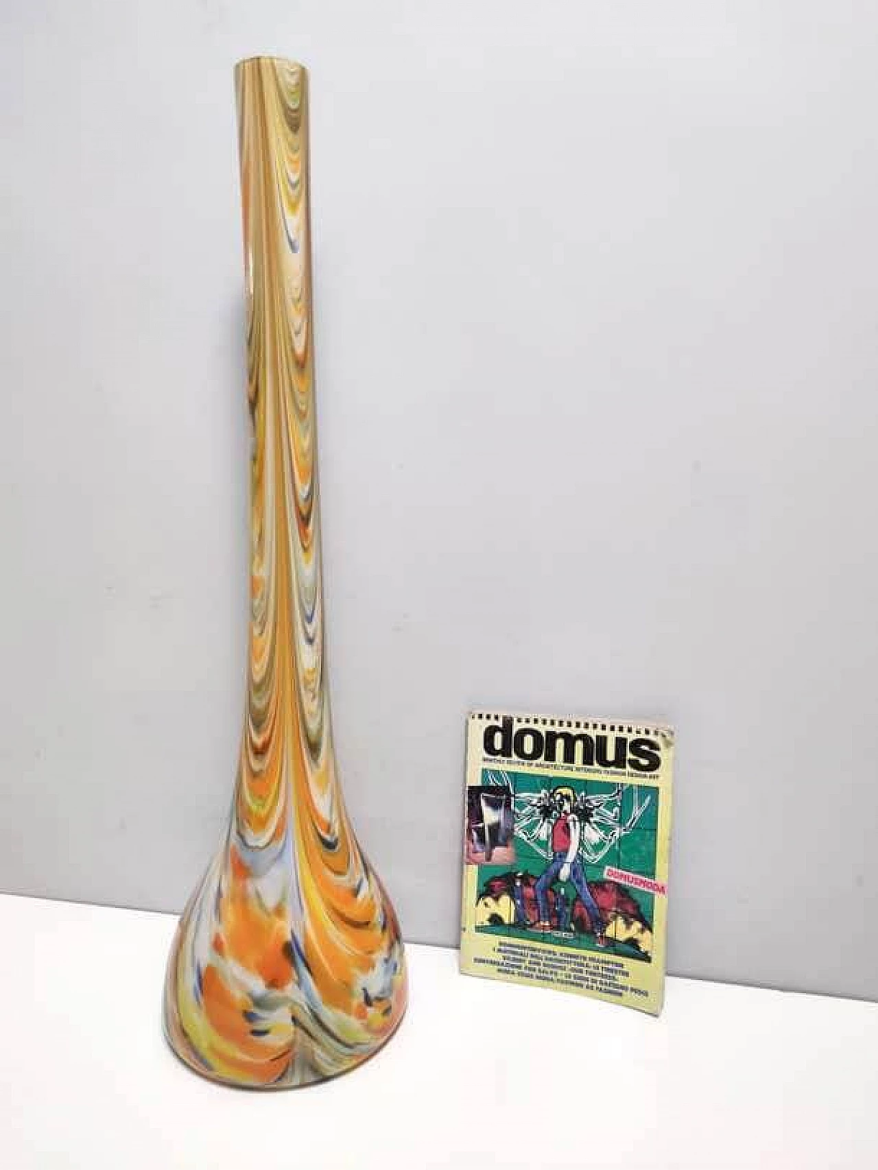 Vaso in vetro arancione Fenicio attribuito a Fratelli Toso, anni '60 10