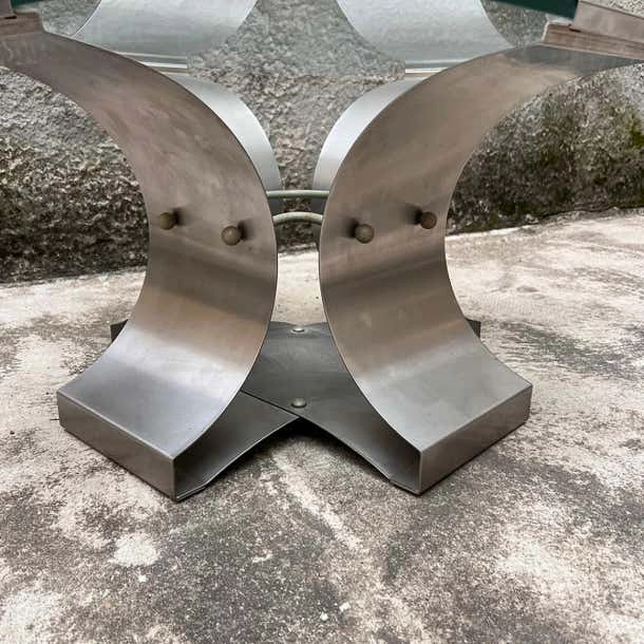 Steel and glass coffee table by François Monnet for Kappa, 1970s 6
