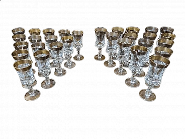 30 Bicchieri in cristallo molato e oro zecchino, anni '30